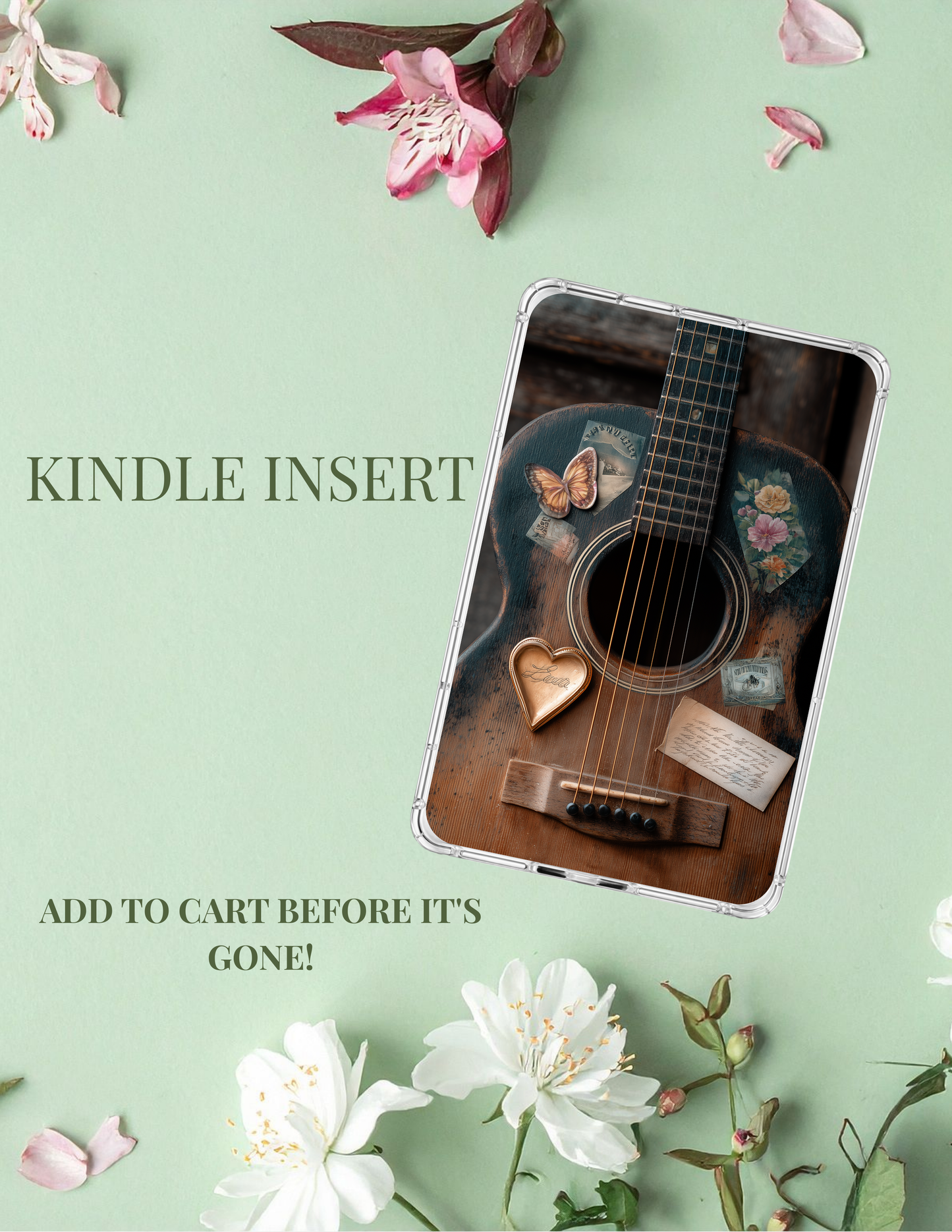 Vintage Guitar Kindle Inserts Bundle (Set of 2) | Indie Acoustic Decor