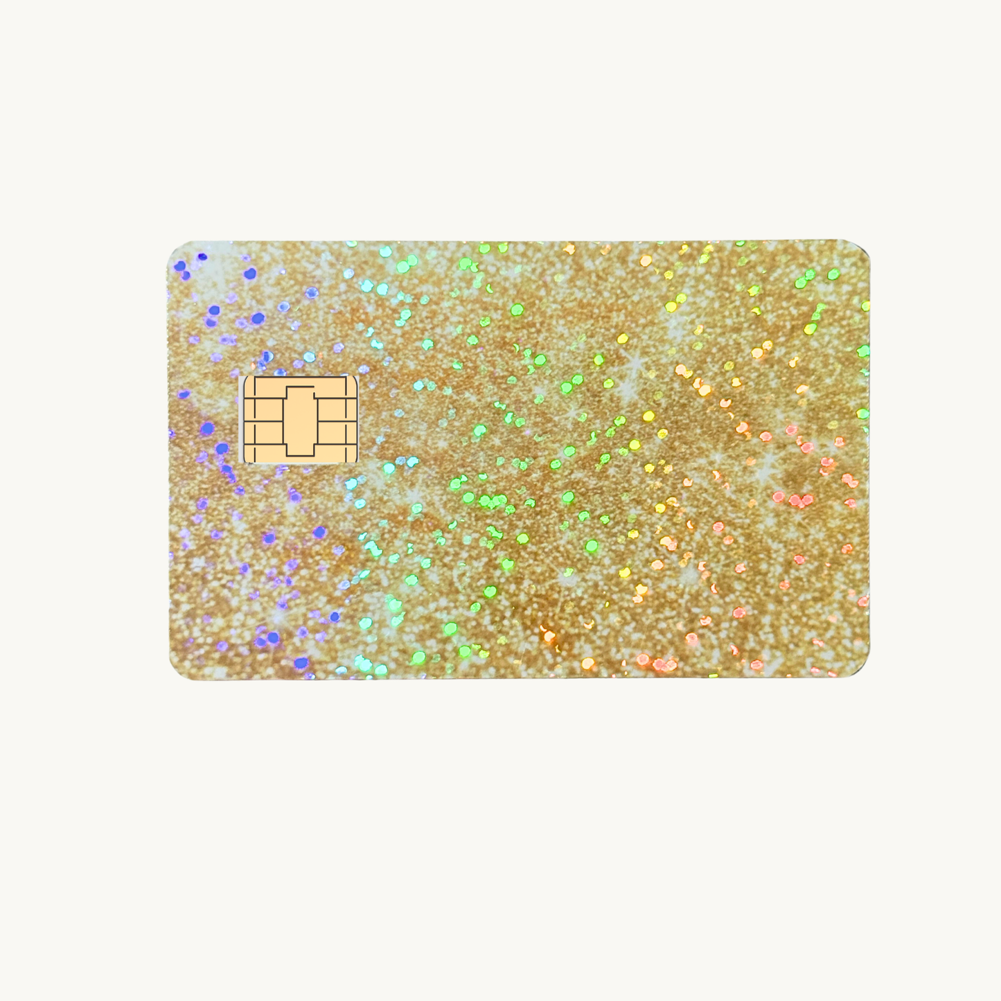 Gold Glitter Debit Card Skin | Holographic Champagne Sparkle Credit Card Cover