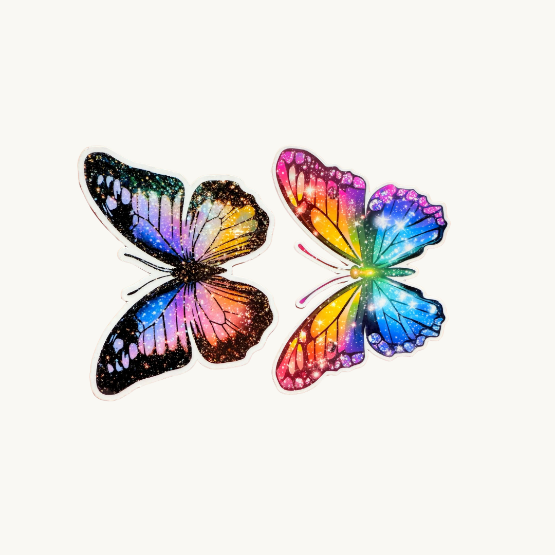 Glitter Look Butterfly Sticker Pack | Shiny Aesthetic Vinyl Decal Set