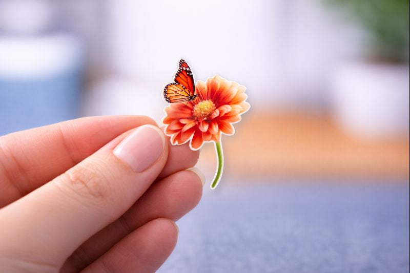 Gardener gift for mom or plant lover, monarch butterfly waterproof sticker for water bottles.