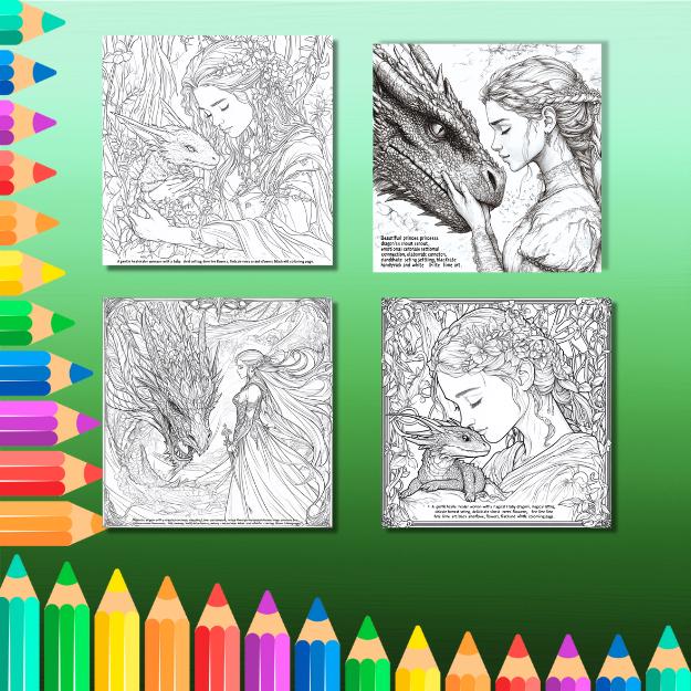 Dragon Coloring Book: 13 Fantasy Designs for Adults (PDF Download) __etsy:6693120316