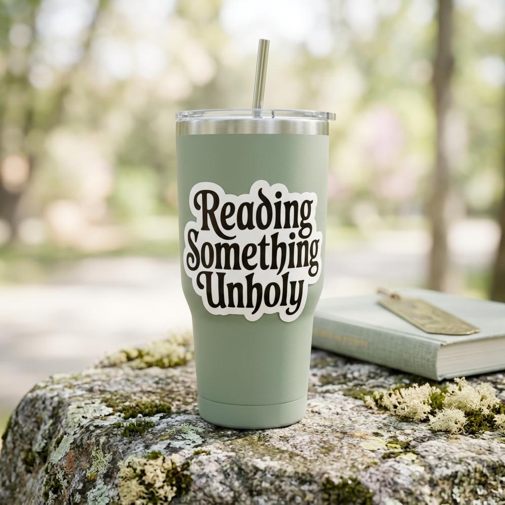 Reading Something Unholy Sticker: Spicy Booktok Smut Reader Vinyl __etsy:8182093563
