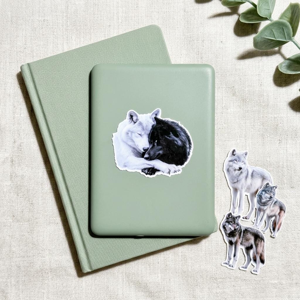 Realistic Wolf Stickers Pack: Vinyl Decals for Laptop, Water Bottle __etsy:8157194095
