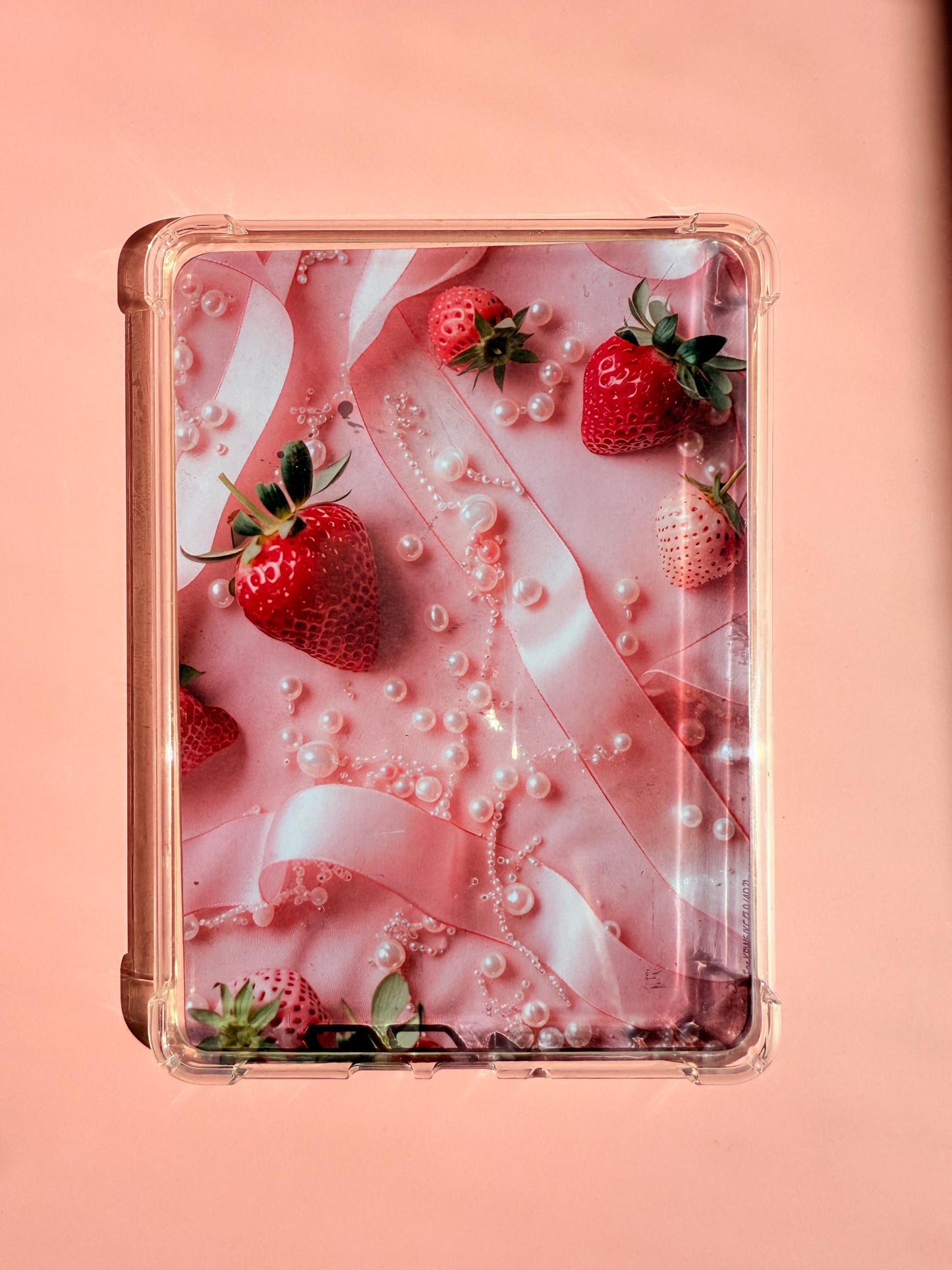 Strawberry Kindle Insert for Clear Case | Coquette Pink E-Reader Decor __etsy:6929546977