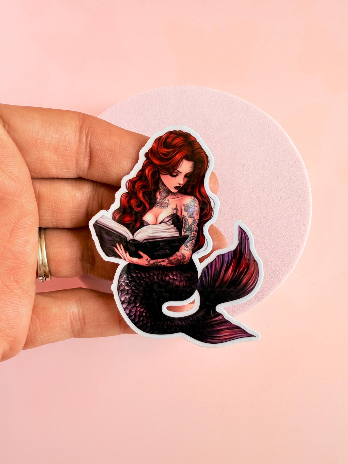 Tattooed Mermaid Book Sticker: Dark Fantasy Kindle Decor __etsy:6922700036