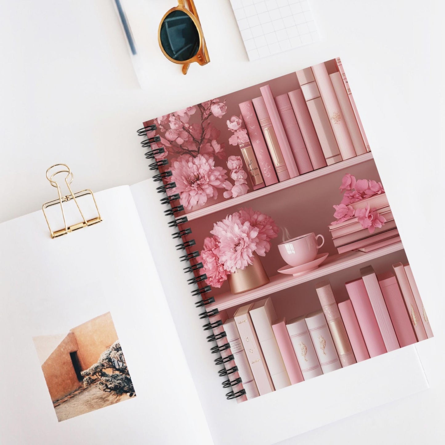 Blush Aesthetic Spiral Notebook | Floral Design, Cute Journal, Gift for Students, Reading Lover's Notebook, Office Supplies - The Sticker Era