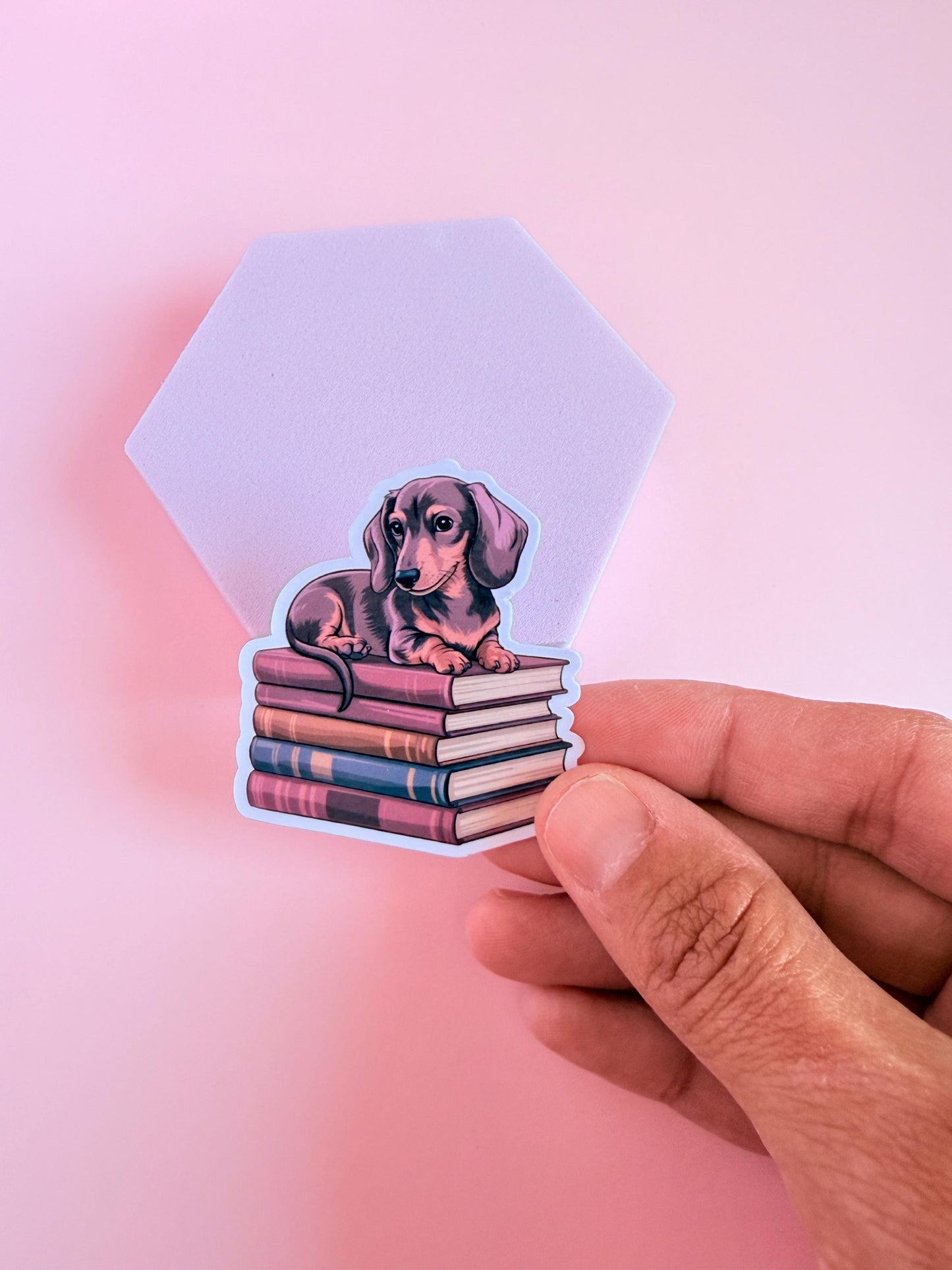 Dachshund on Books Sticker – Cute Dog & Bookish Vinyl for Planners, Dog Lover Gifts| kindle-Bookish Stickers-Reading Sticker-ereader - The Sticker Era
