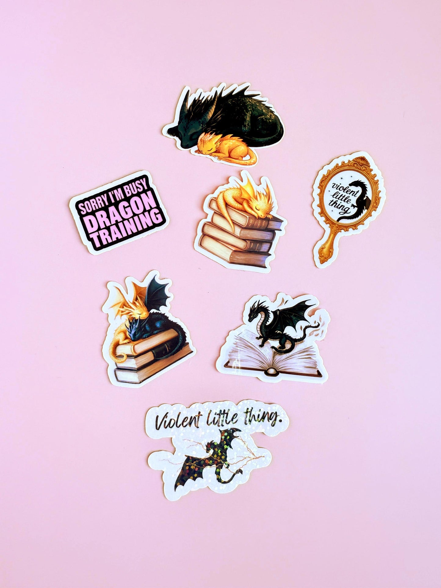 Fantasy Dragon Sticker Bundle: Romantasy Quotes & Cute Fire Breathers for Bookish Aesthetics - The Sticker Era