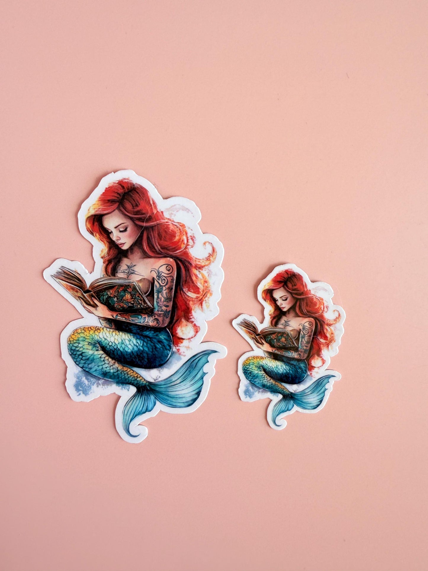 Mermaid Reading Sticker – Fantasy Bookish tattooed Vinyl for Kindles, Journals & Water Bottles - The Sticker Era