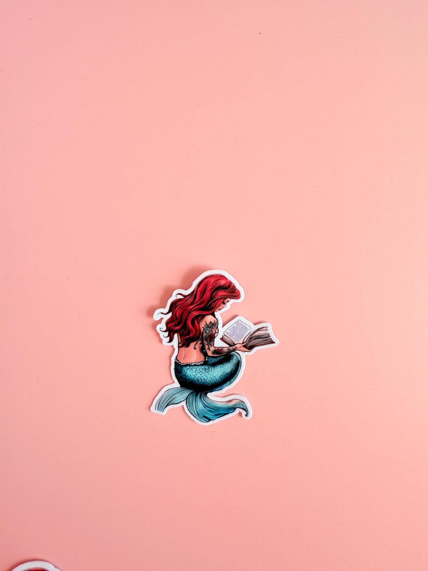 Whimsical Mermaid Reading Sticker – ariel reading l for Bookish Planners, Kindles & Water Bottles | gifts for her | book club gift - The Sticker Era