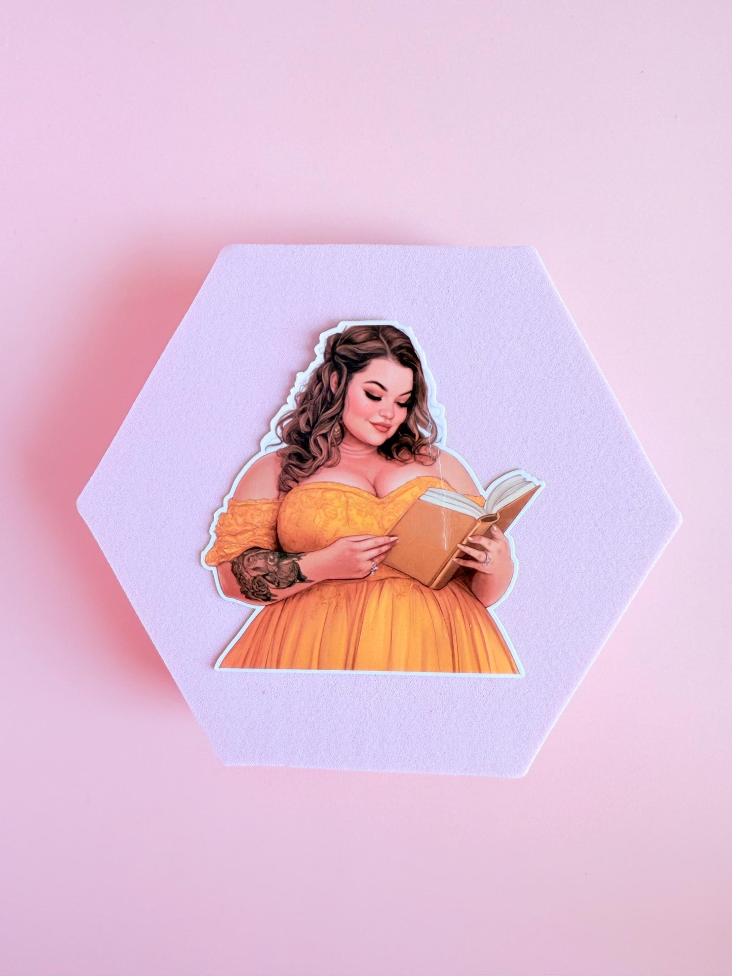 Curvy Belle fantasy reading sticker for book someone special