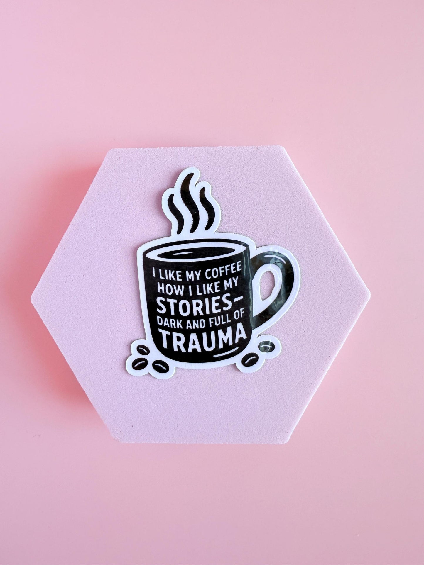 Coffee lover Sticker – Funny meme sticker | Book Lovers, Trauma Readers & Caffeine Chaos |gift| book club gift| birthday gift - The Sticker Era