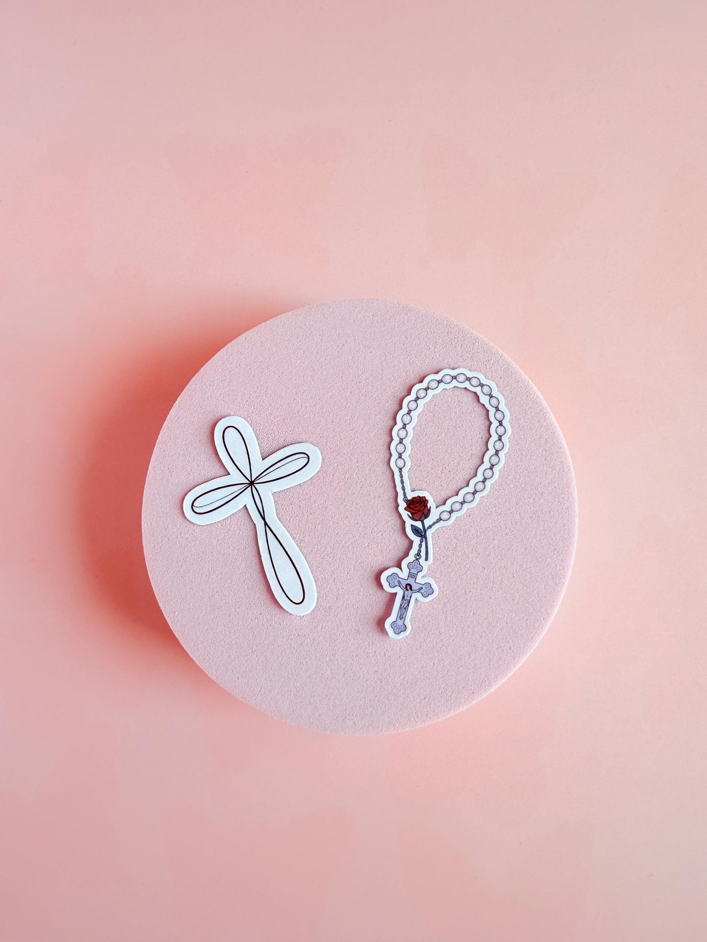 Christian Cross and Rosary Sticker Set – Faith-Based Vinyl Stickers for Bible Journals, Laptops & Water Bottles| baptism gift| Jesus sticker - The Sticker Era