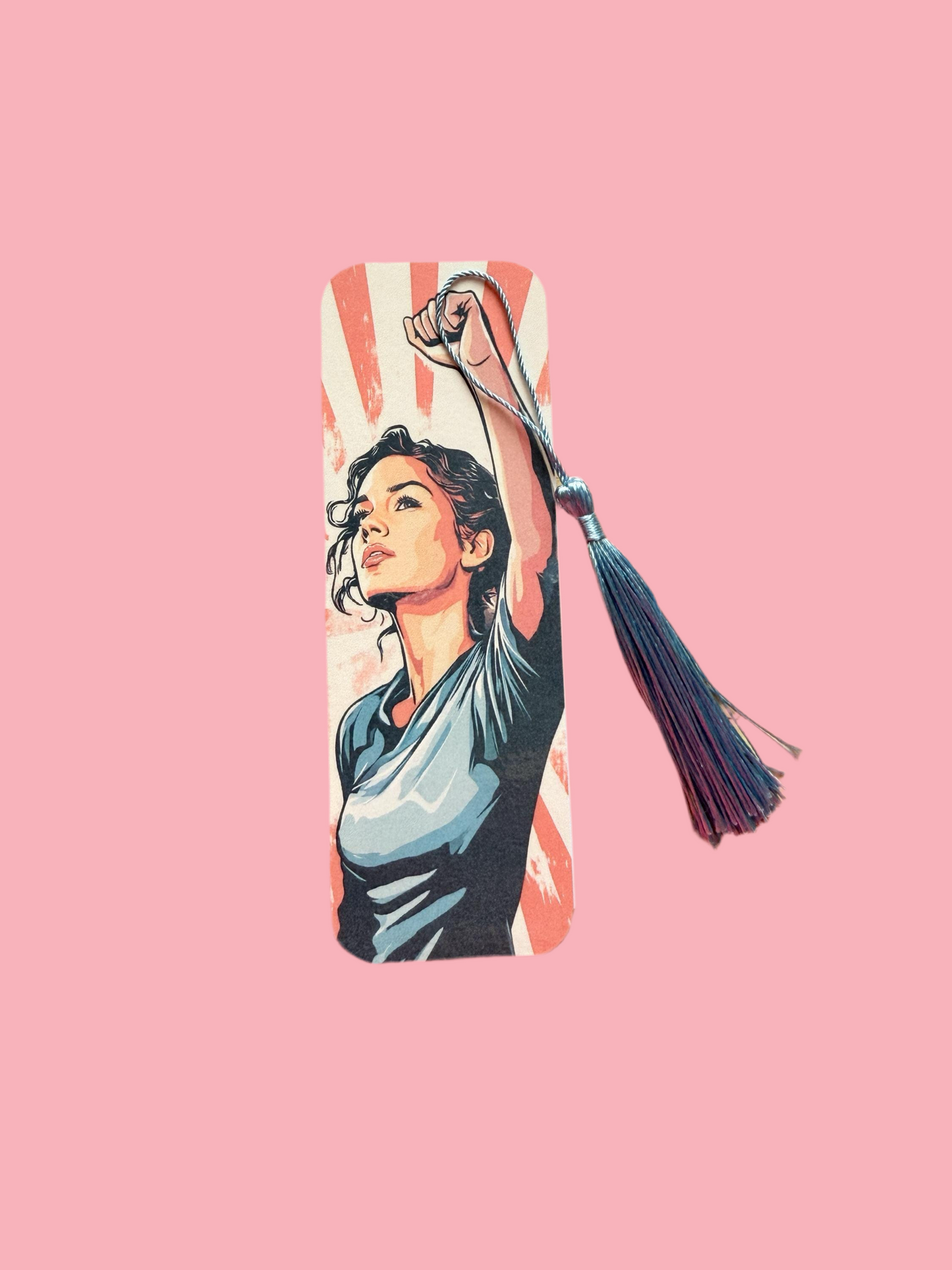 Feminist Power Bookmark | Motivational Vinyl Bookmark for Book Lovers & Journals | Raised Fist Empowering Reading Accessory | Choose Tassel or Plain - The Sticker Era
