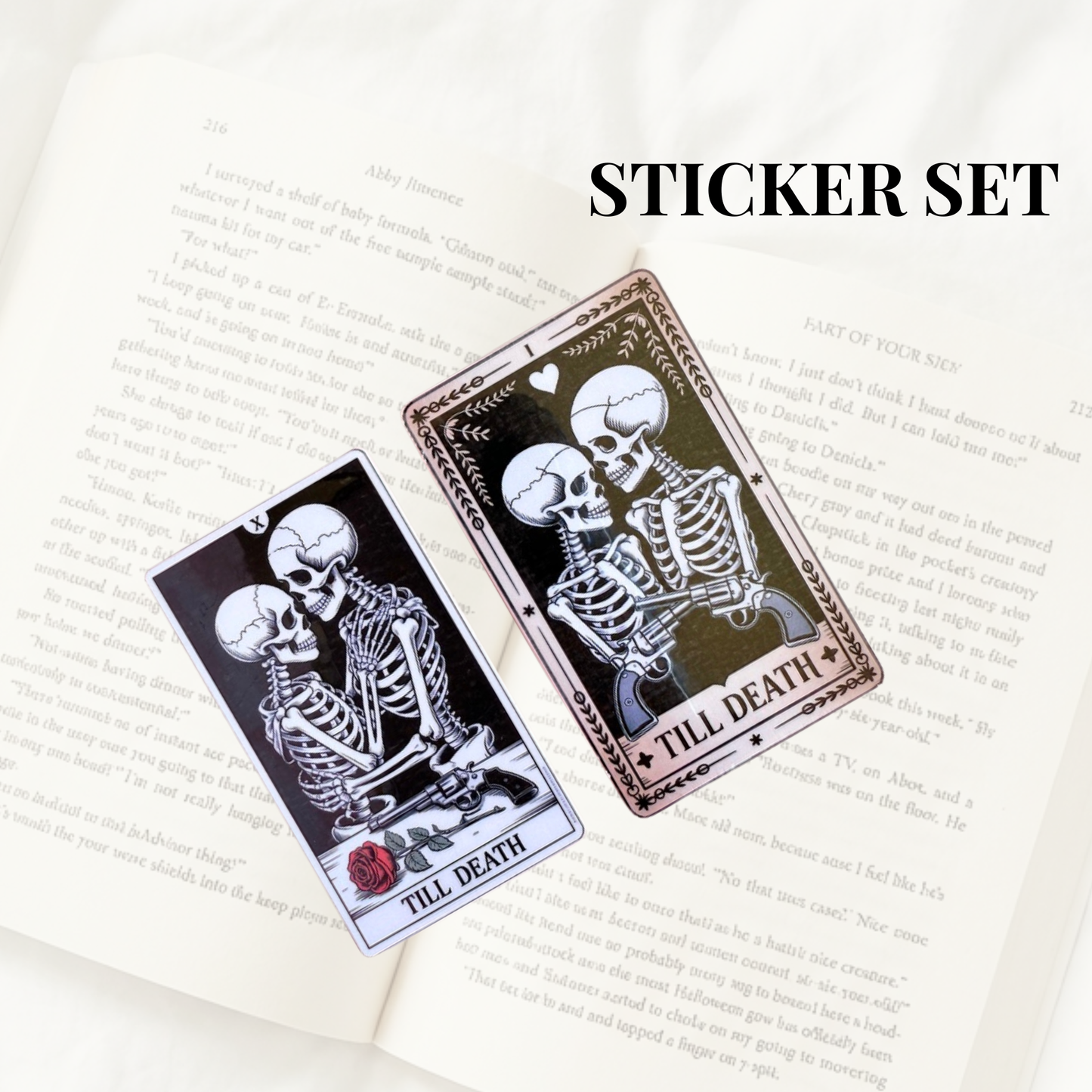 Till Death Tarot Sticker Set | Gothic Skeleton Couple Dark Romance Vinyl Decals