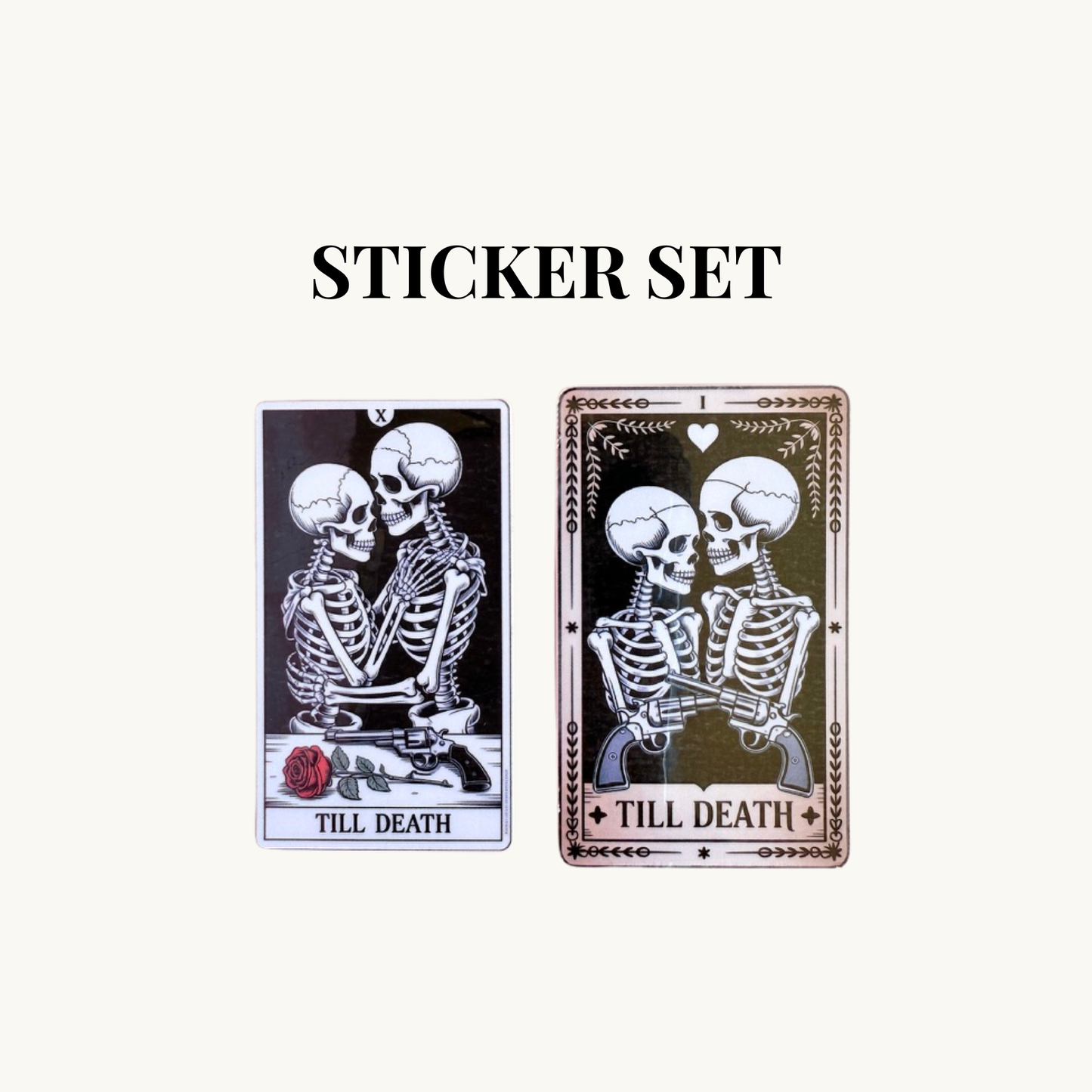 Till Death Tarot Sticker Set | Gothic Skeleton Couple Dark Romance Vinyl Decals