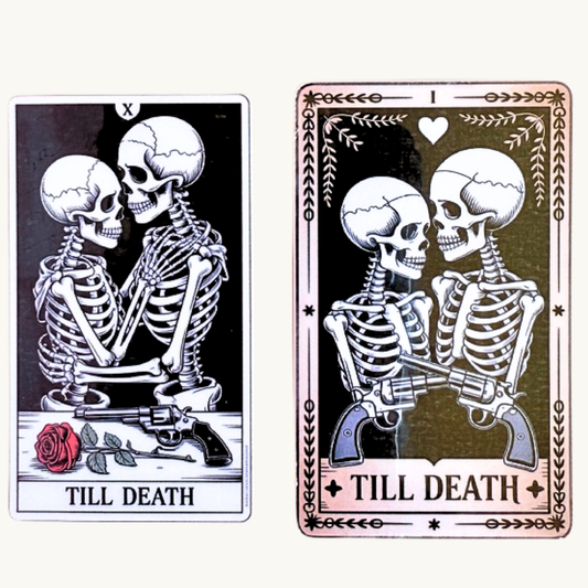 Till Death Tarot Sticker Set | Gothic Skeleton Couple Dark Romance Vinyl Decals