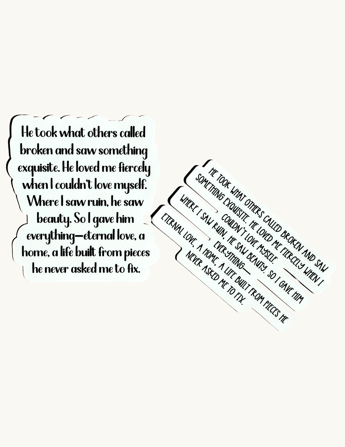 "He Took What Others Called Broken" Sticker | Romantic Quote Vinyl Decal