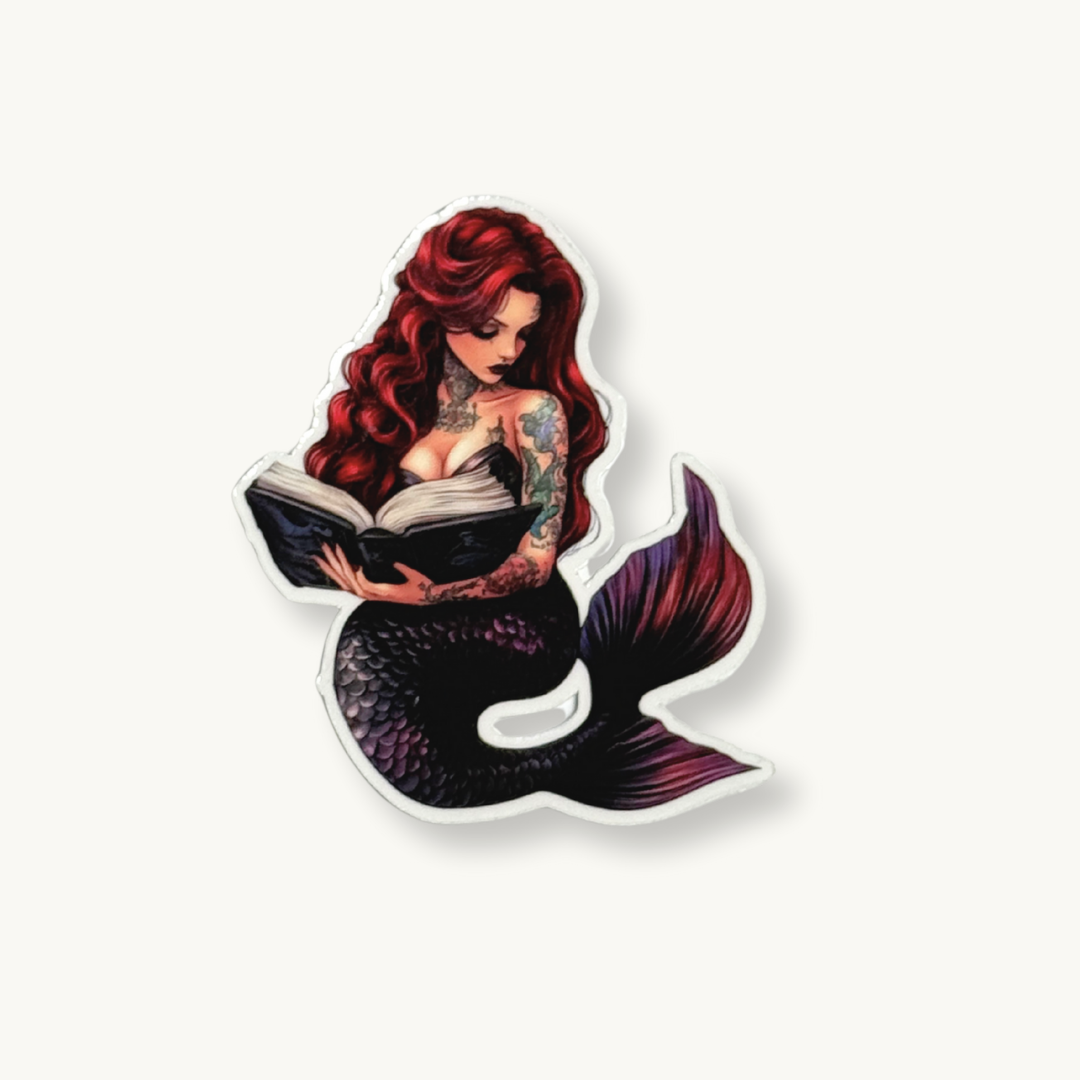 Dark Siren Tattooed Mermaid Sticker | Fantasy Book Lover Vinyl Decal