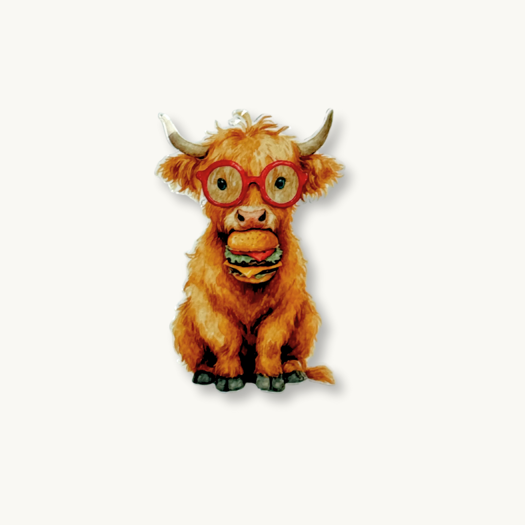 Highland Cow with Glasses Sticker | Funny Bookish Farm Animal Vinyl Decal