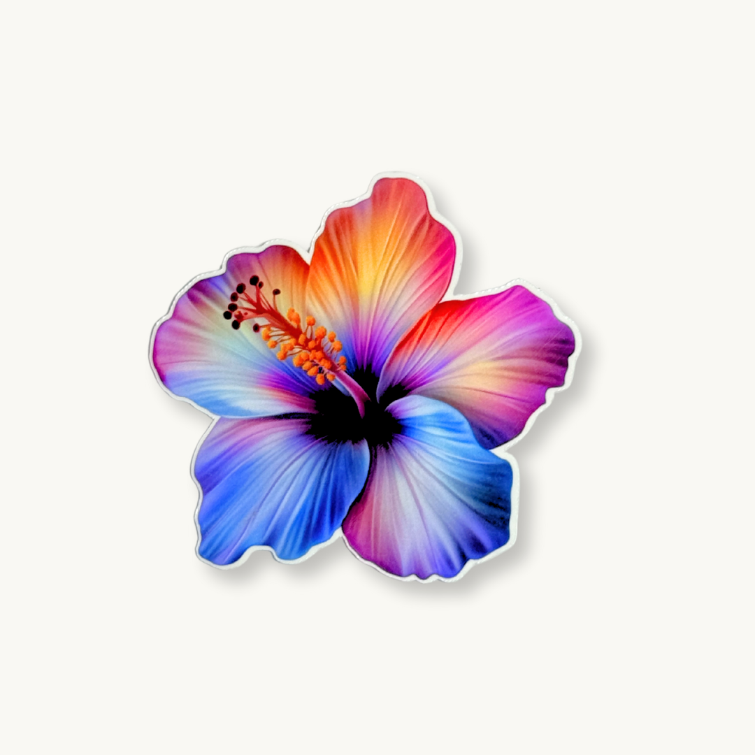 Hawaiian Flower Sticker | Vibrant Tropical Vinyl Decal by The Sticker Era
