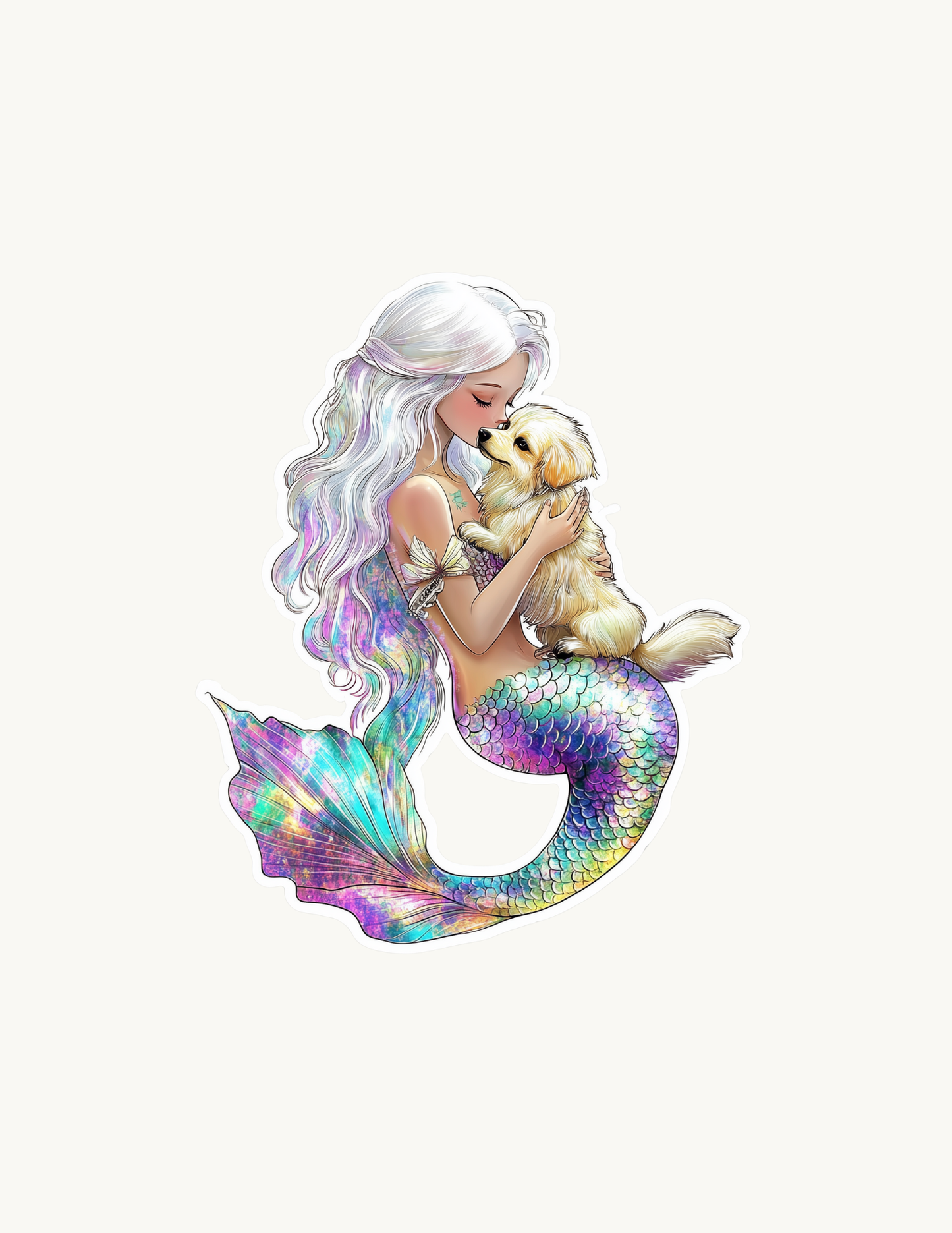 Mermaid & Cat Sticker Pack | Rainbow Fantasy Vinyl Decals for Cat Moms