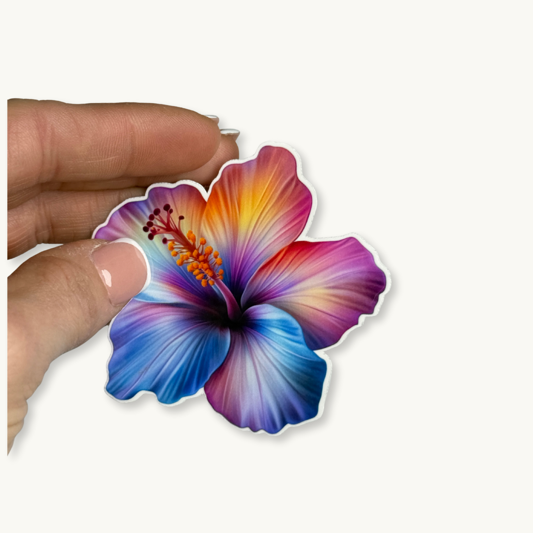 Hawaiian Flower Sticker | Vibrant Tropical Vinyl Decal