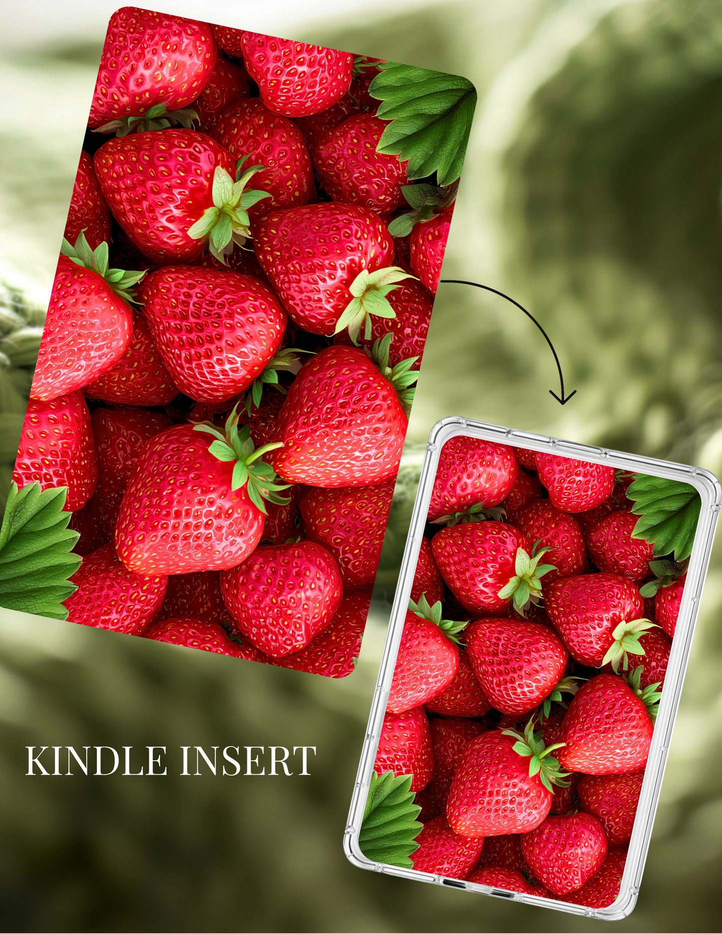 Strawberry Kindle Inserts Bundle (Set of 2) | Coquette Pink Kindle Decor