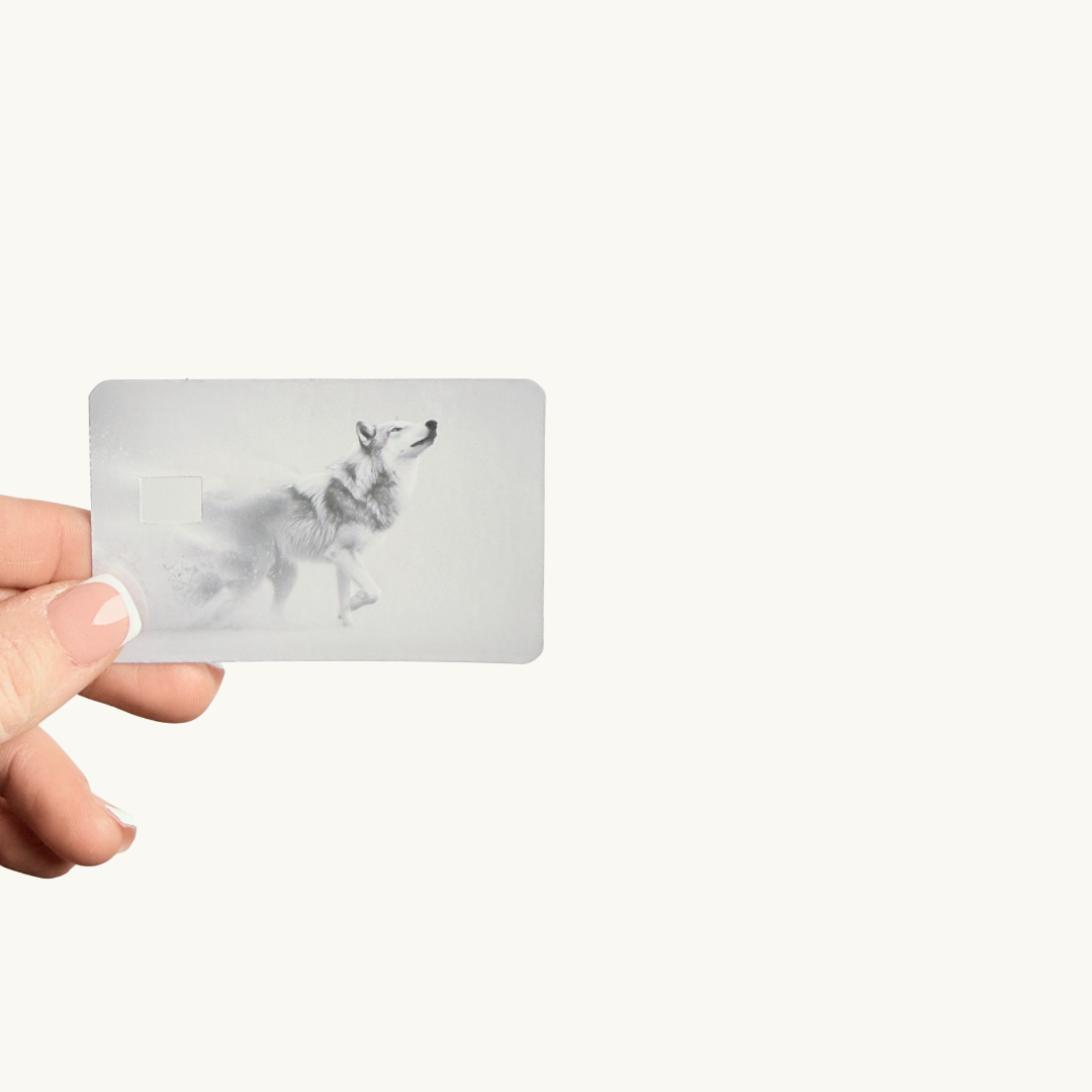 Gift for wolf lovers and nature enthusiasts, wild spirit animal card decoration.
