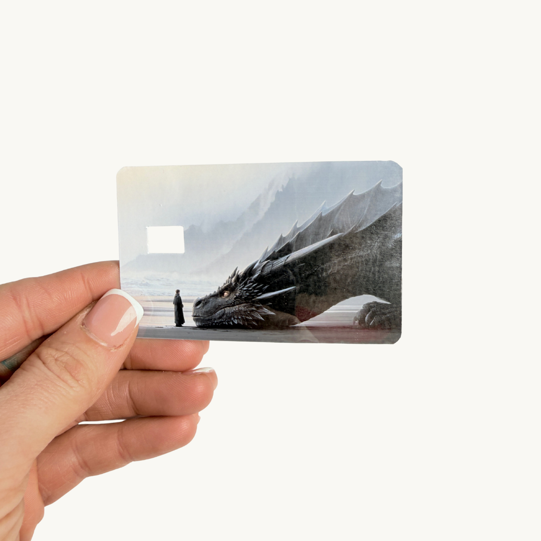 Epic gift for fantasy book lovers and gamers, dragon rider credit card decoration sticker.