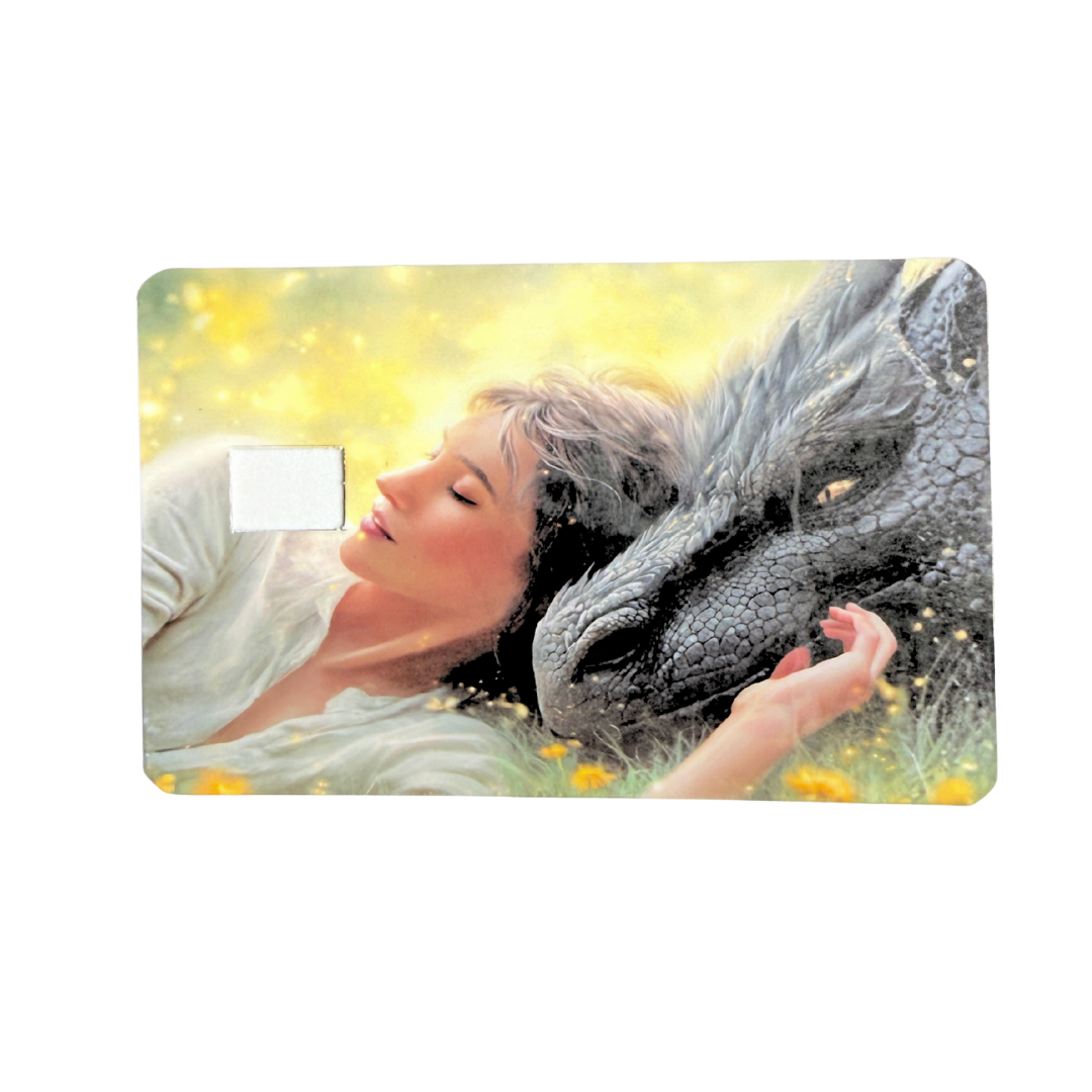 Cute gift for fantasy readers, magical dragon companion credit card decoration."
