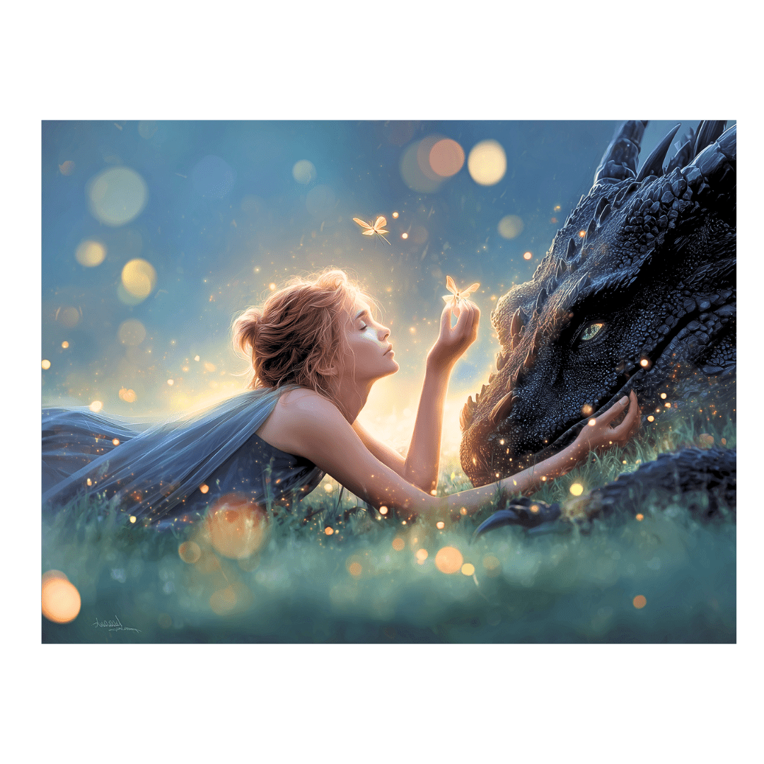 Girl & Dragon Sticker | Gentle Bond Romantasy Vinyl Decal by The Sticker Era
