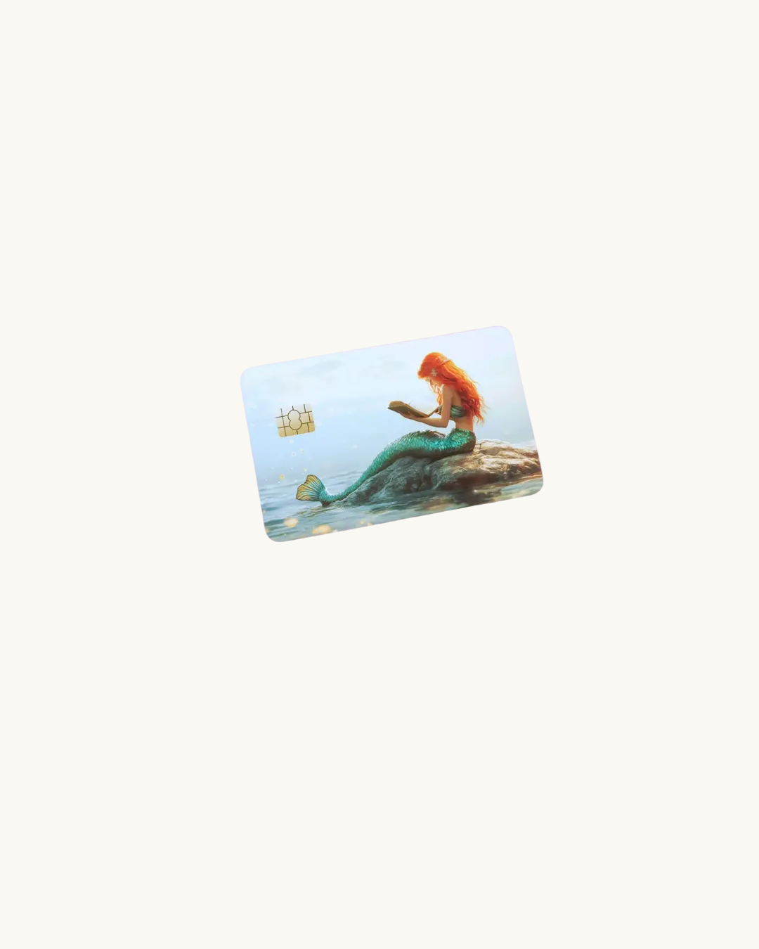 Mermaid Debit Card Skin | Reading Mermaid Fantasy Ocean Vinyl Cover | Redhead Octopus Book Lover Wallet Decal | Standard Size Credit Card Skin - The Sticker Era