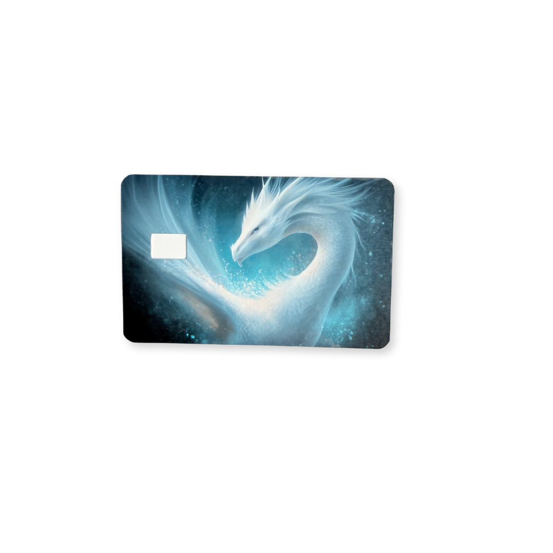 Celestial Ice Dragon Debit Card Skin | Ethereal Blue Fantasy Card Cover
