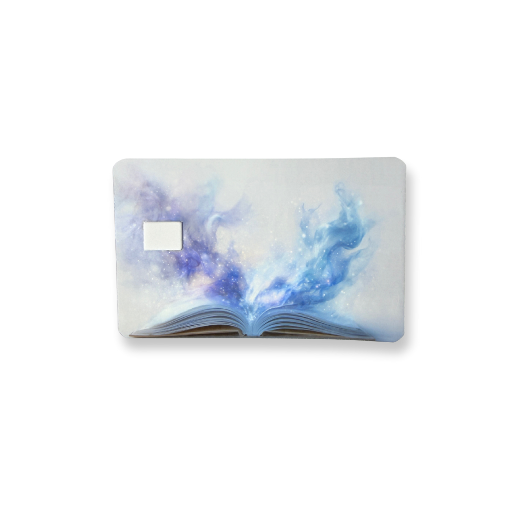 Galaxy Mist Open Book Debit Card Skin | Fantasy Reader Art Card Cover