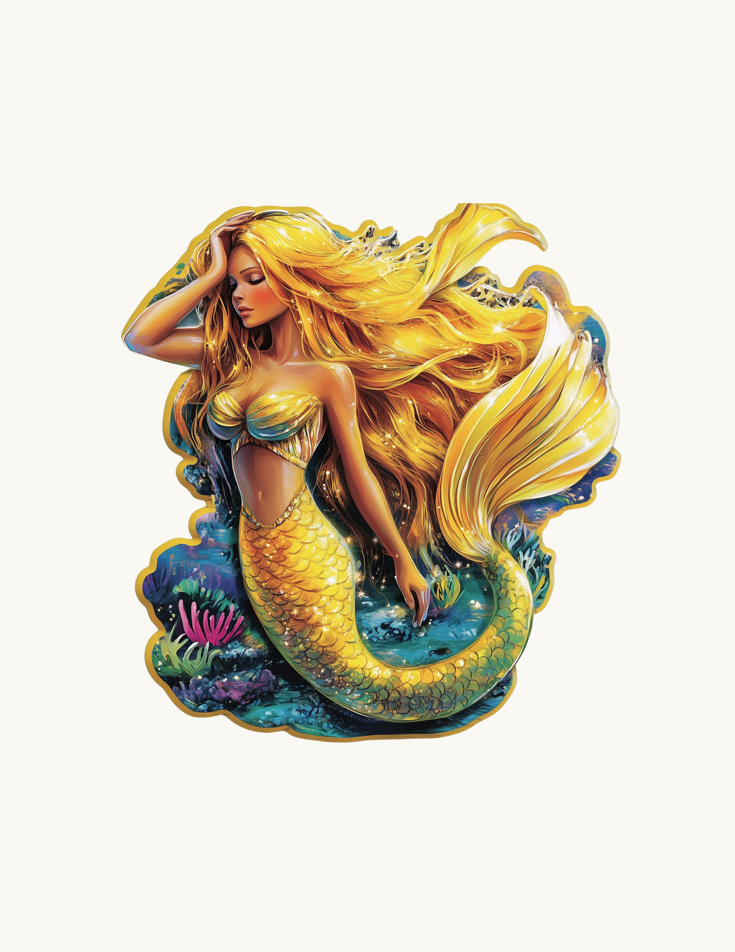 Golden Mermaid Sticker Pack | Fantasy Aesthetic Mermaidcore Vinyl Decals