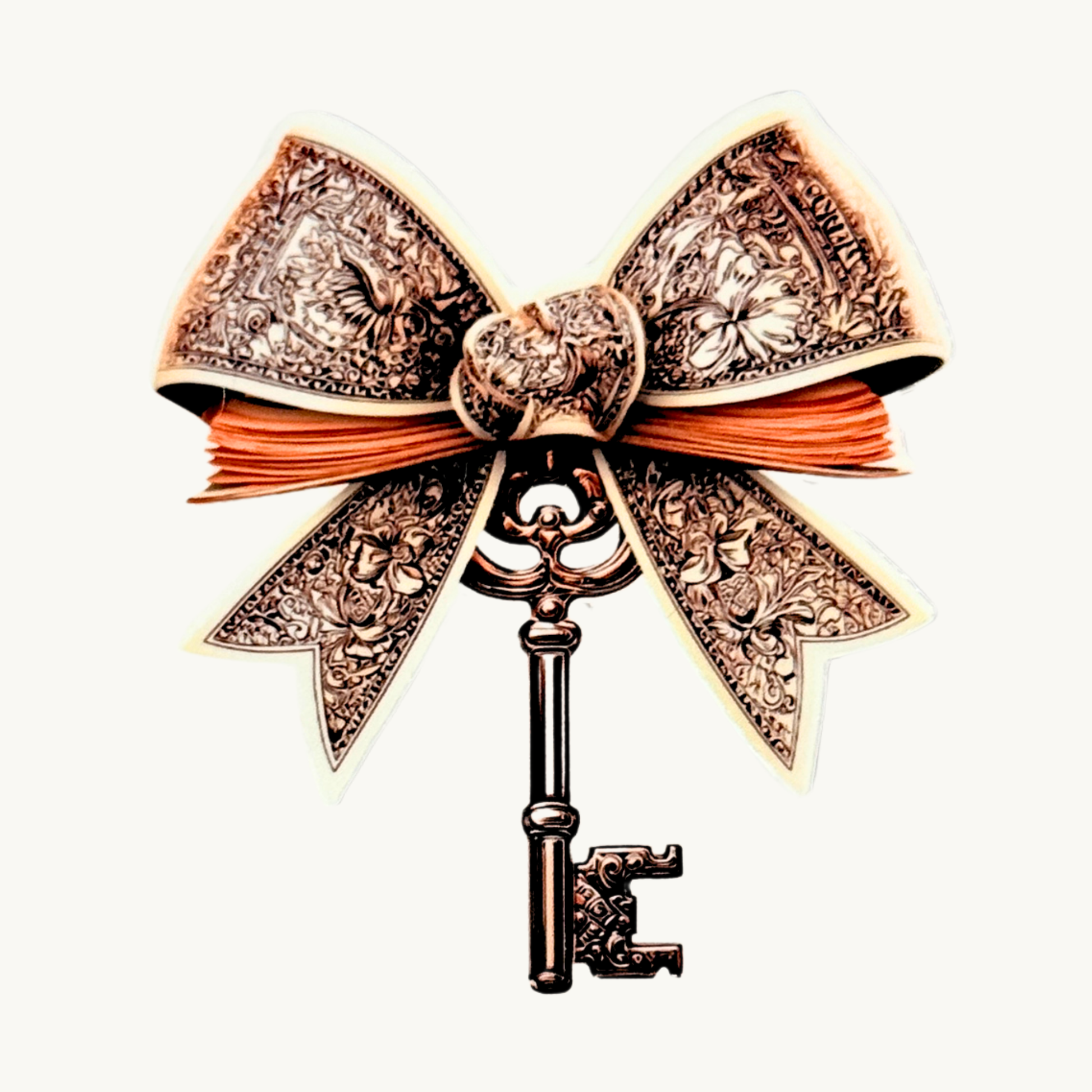Romantasy bow and key sticker hand-held size reference by The Sticker Era

