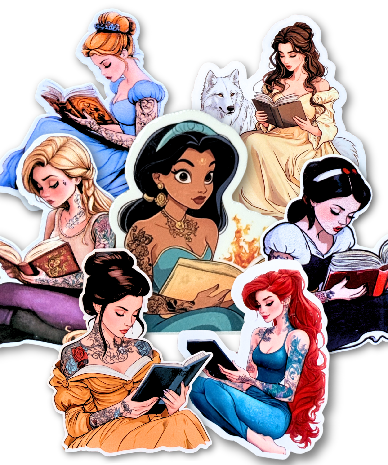 Tattooed Princess Sticker Bundle | 7 Fantasy Reading Stickers by The Sticker Era