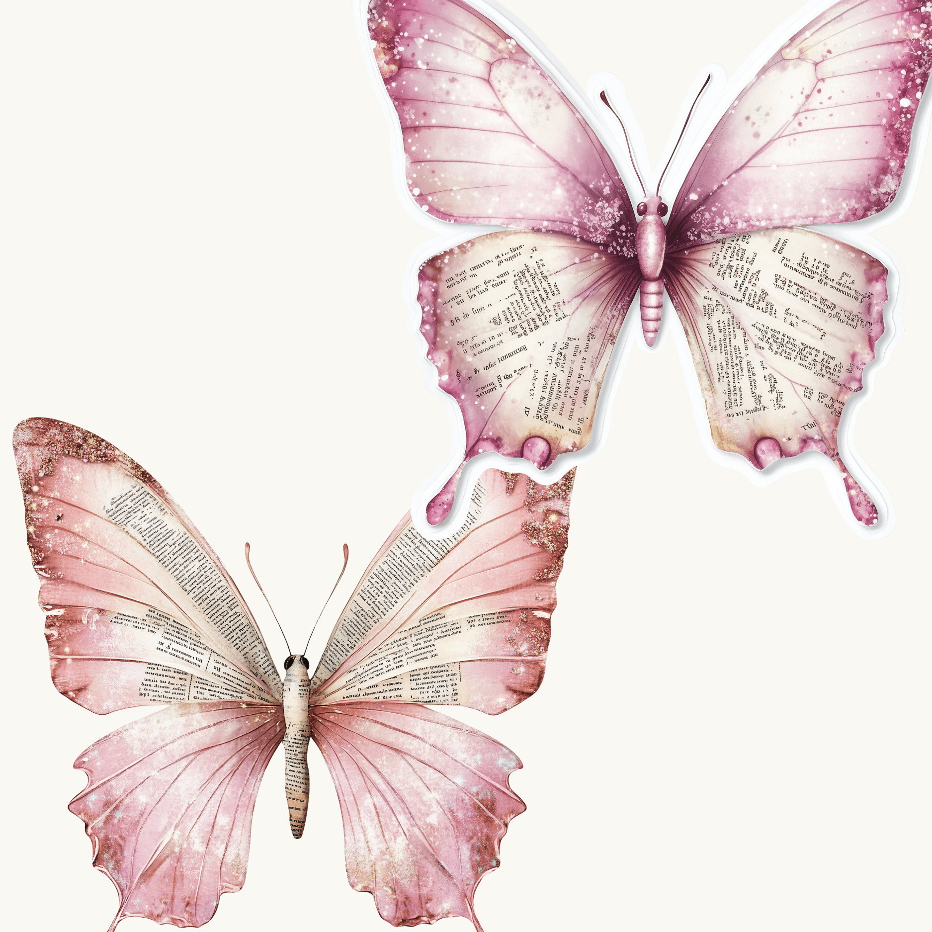 Pink Butterfly Vintage Text Sticker | Bookish Aesthetic Vinyl Decal by The Sticker Era