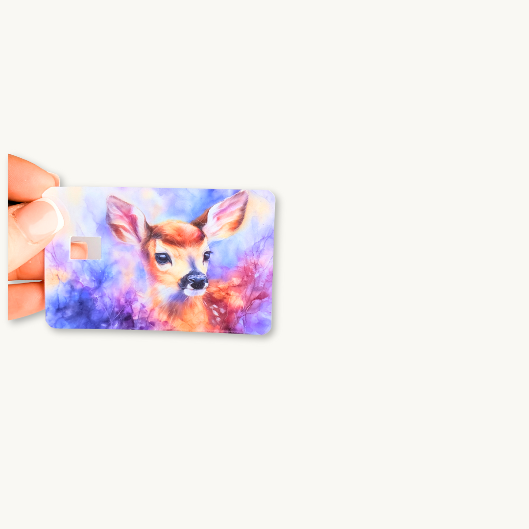 Cute animal lover gift for her, fawn debit card sticker decoration.