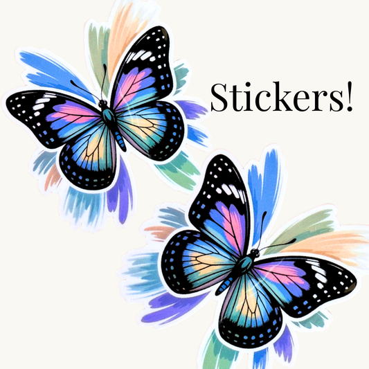 Rainbow Butterfly Sticker | Vibrant Brush Stroke Wings Vinyl Decal