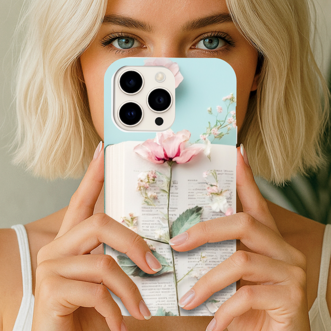 Matching Kindle and iPhone inserts with vintage floral book design - coordinated tech bundle
