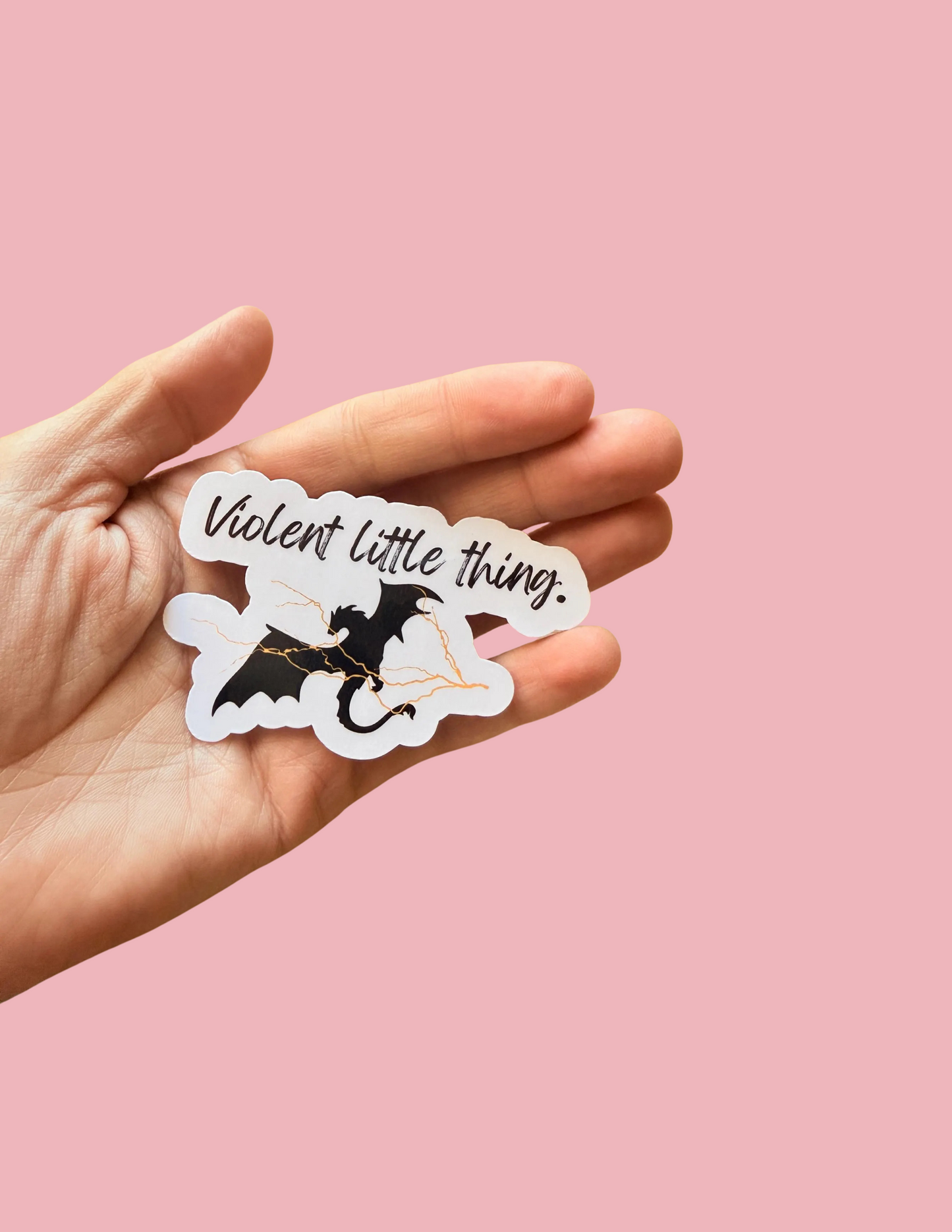 Violent Little Thing" Dragon Sticker | Holographic BookTok Merch Vinyl Decal | Dark Romance Fantasy Edgy Aesthetic Laptop Water Bottle Sticker | 2-inch Size - The Sticker Era