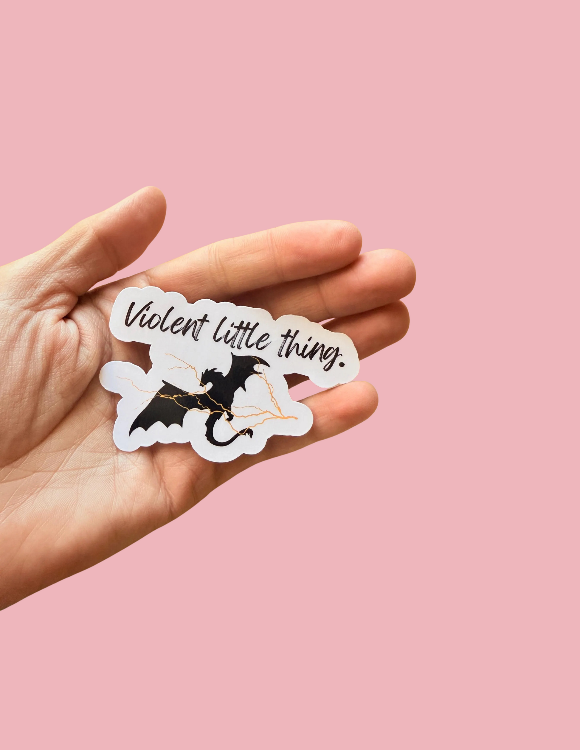 Violent Little Thing" Dragon Sticker | Holographic BookTok Merch Vinyl Decal | Dark Romance Fantasy Edgy Aesthetic Laptop Water Bottle Sticker | 2-inch Size - The Sticker Era