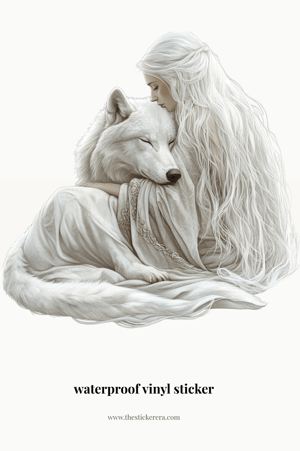 Girl Reading With Wolf Sticker | Fantasy Companion Vinyl Decal by The Sticker Era