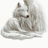 Girl Reading With Wolf Sticker | Fantasy Companion Vinyl Decal by The Sticker Era