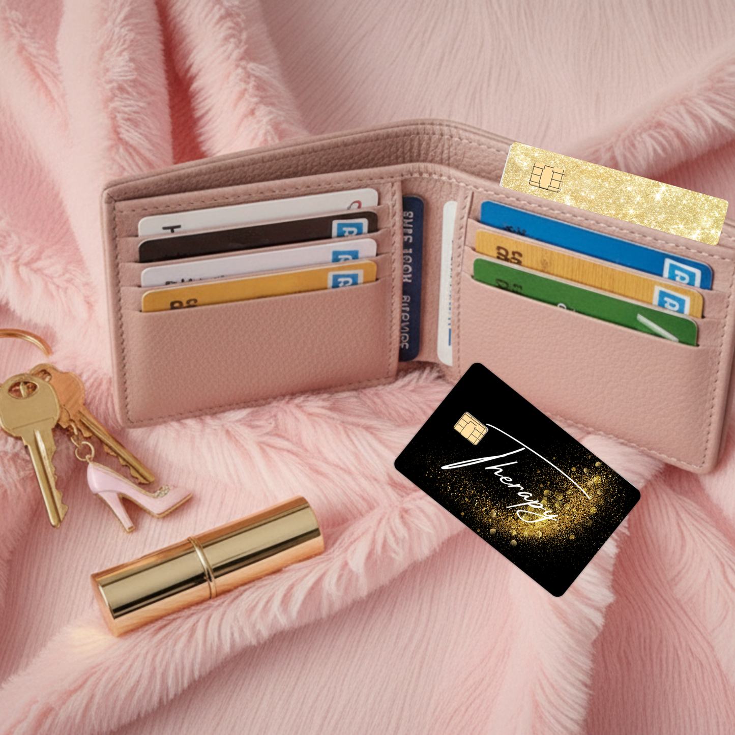 Gold Glitter Debit Card Skin | Holographic Champagne Sparkle Credit Card Cover