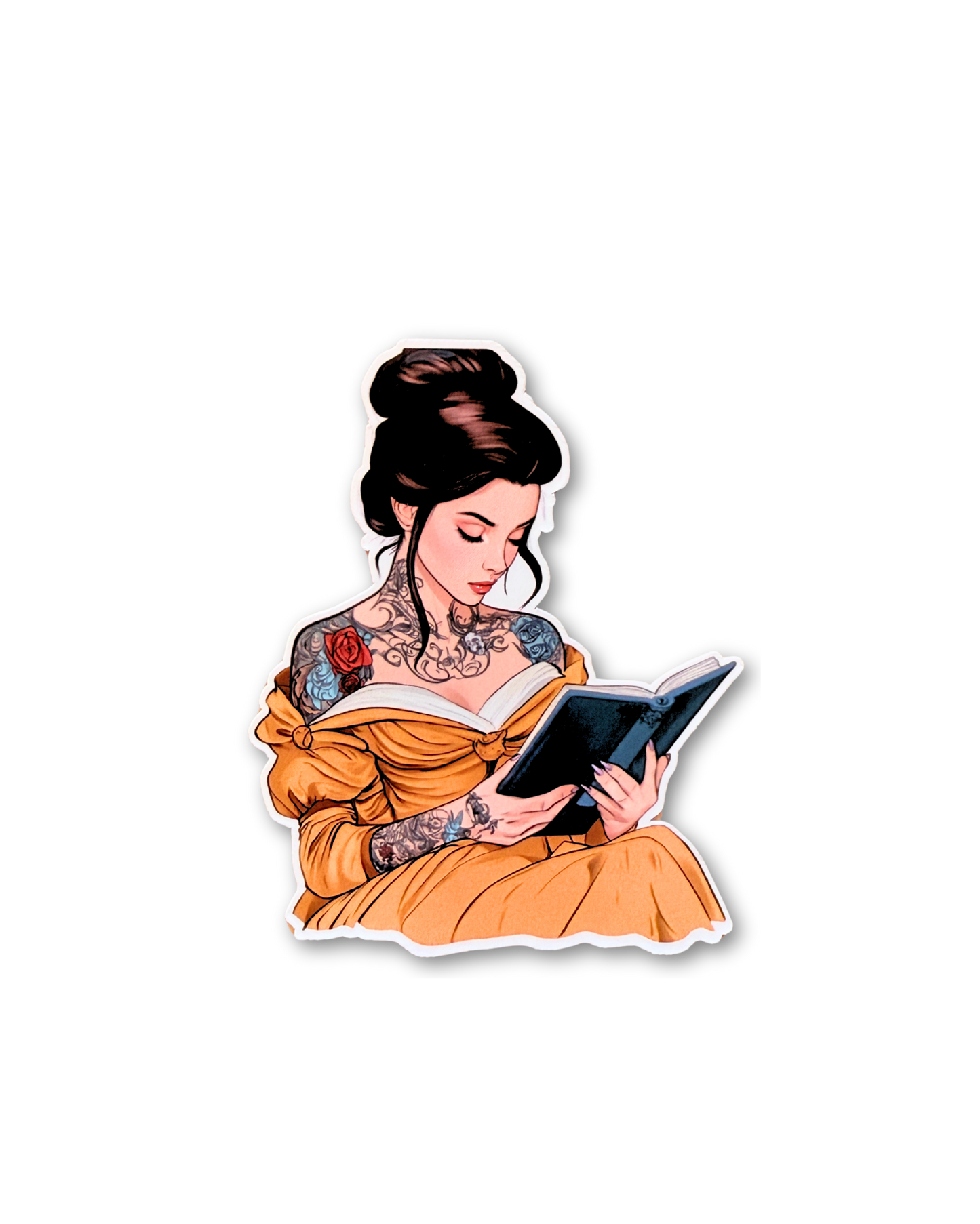 Tattooed Pocahontas reading sticker fantasy princess vinyl decal by The Sticker Era