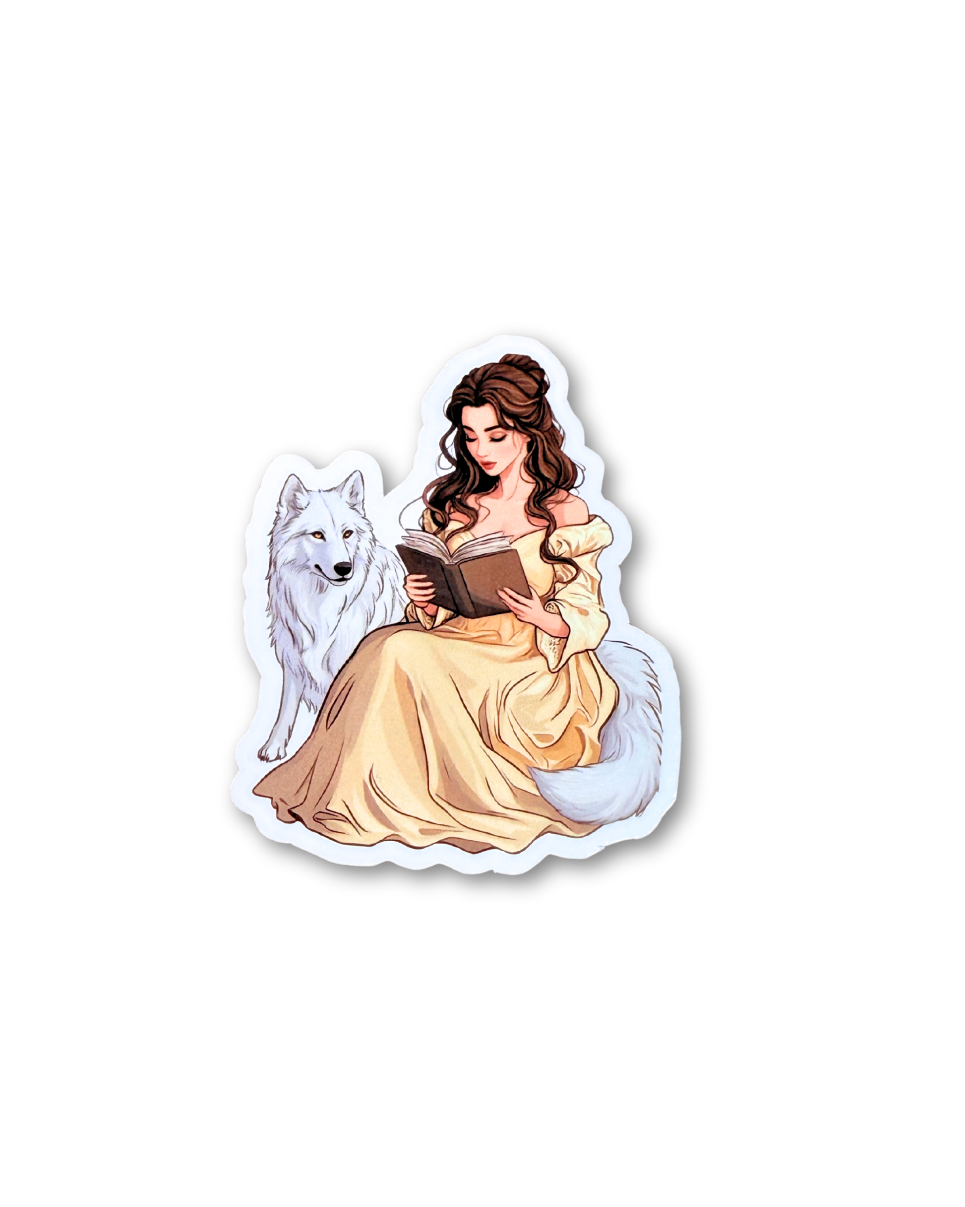 Tattooed Belle reading sticker fantasy bookworm vinyl decal by The Sticker Era
