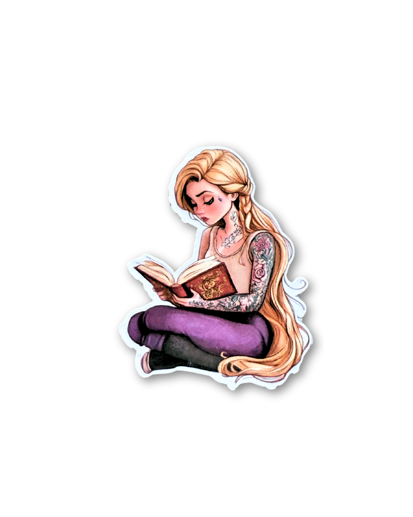 Tattooed Aurora reading sticker fantasy princess vinyl decal by The Sticker Era